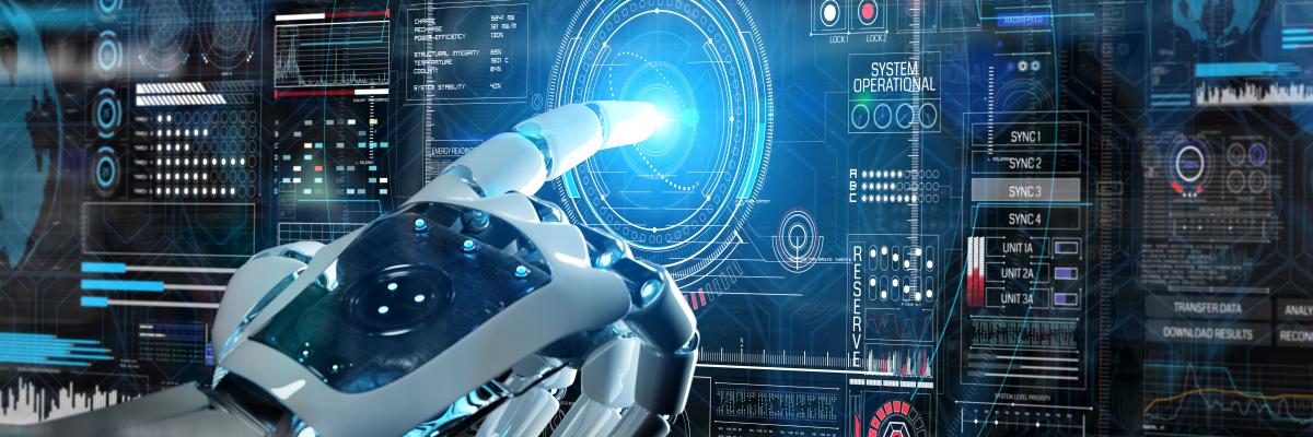 A robot arm interacting with a virtual screen